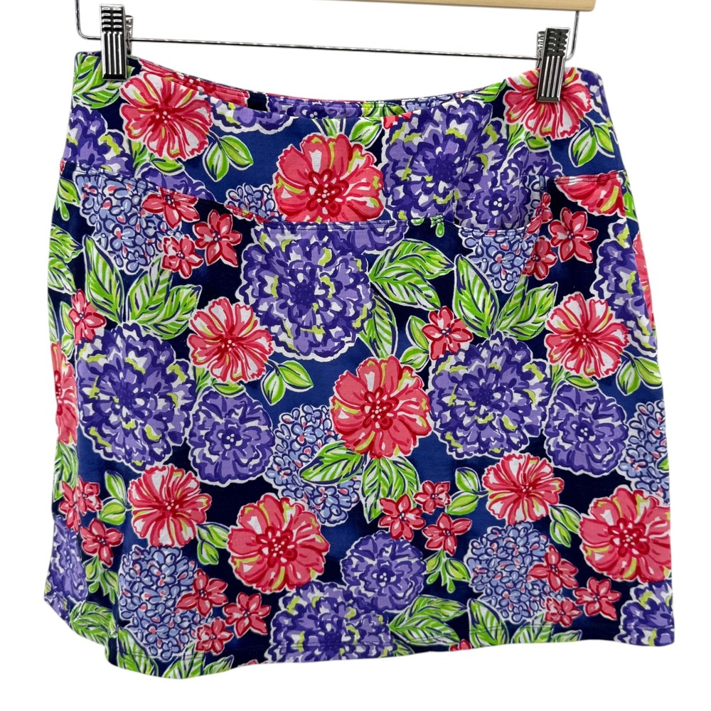 IBKUL Womens Floral Golf Skort Medium Navy Blue Purple UPF 50+ Cooling Active